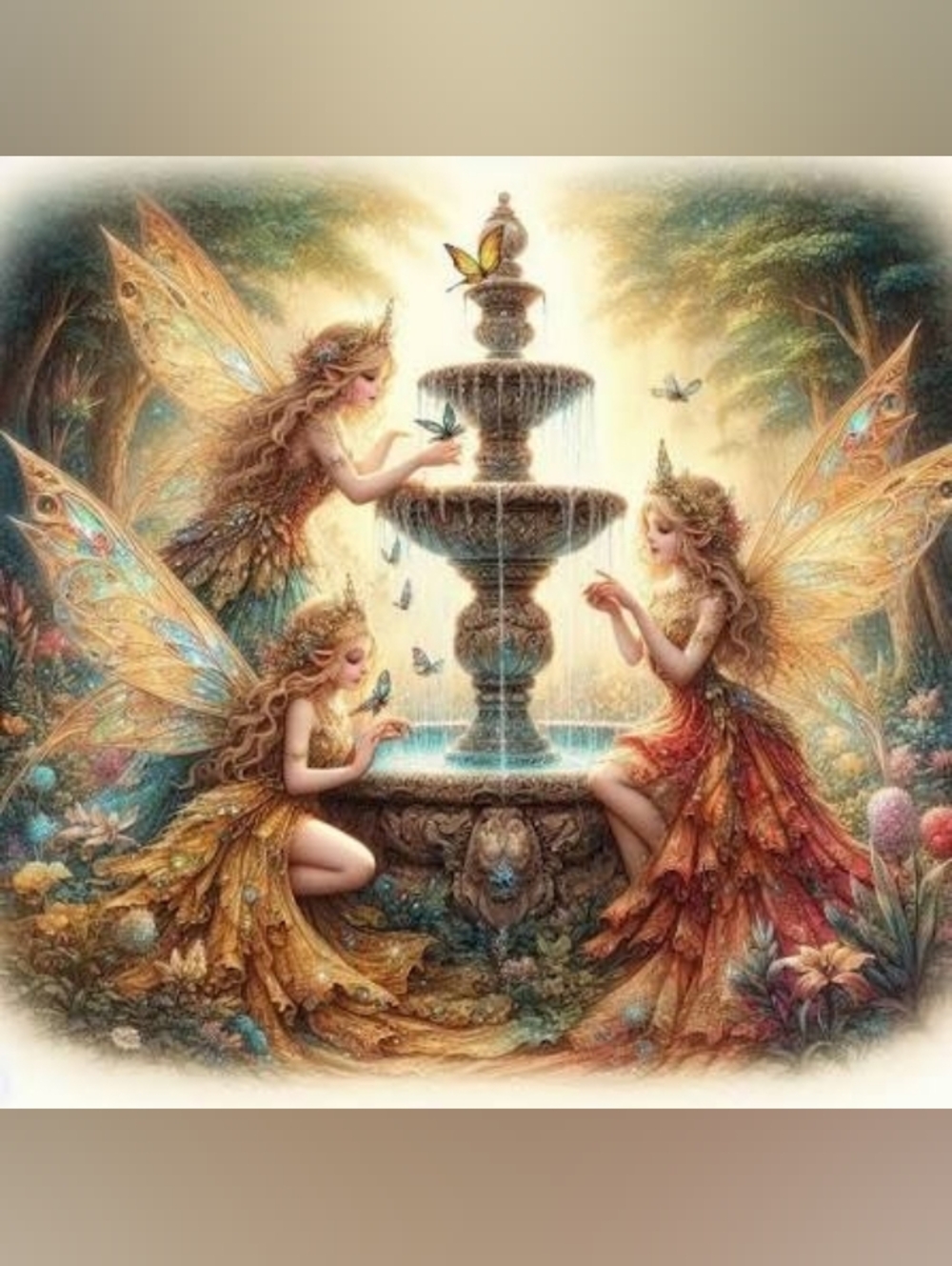 Enchanted Fairy Fountain Custom Fridge Magnet Home Kitchen Decor